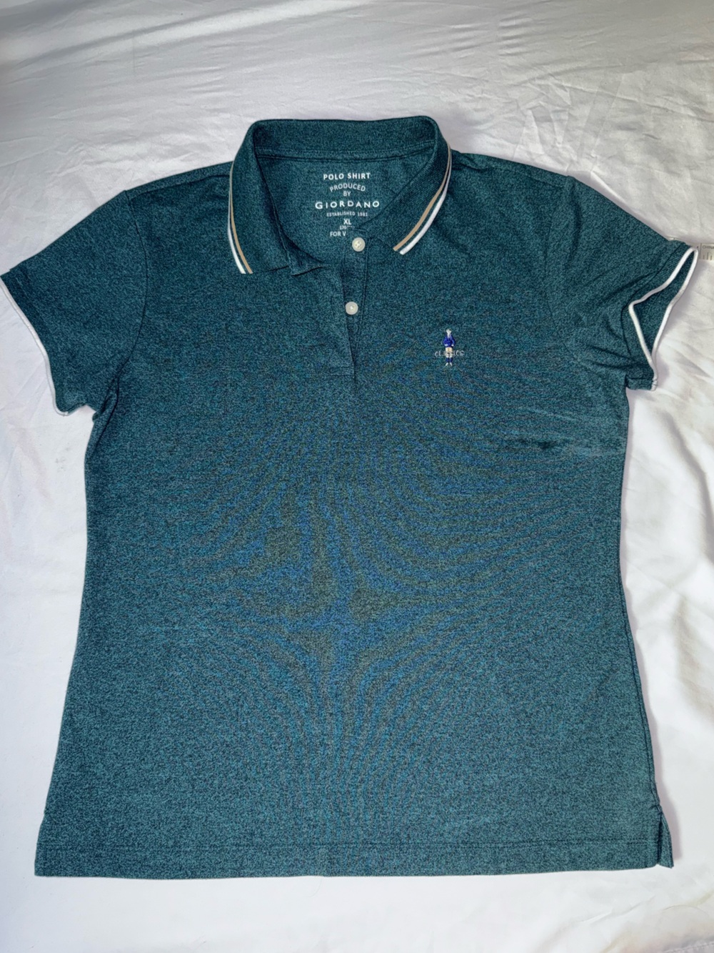 Giordano Women's Teal Short-Sleeve Polo Button-Down Shirt